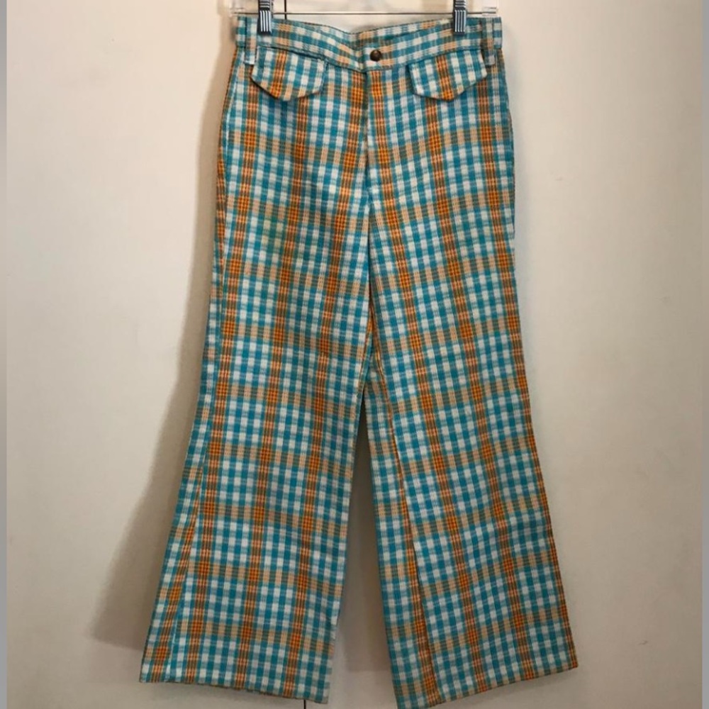 60s 70s plaid bell bottoms